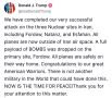 Трамп заявил об успешной атаке ВВС США на три ядерных объекта Ирана