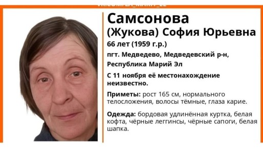 В посёлке Медведево уже сутки не объявляется 66-летняя пенсионерка
